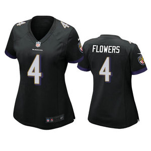 Women's Nike Baltimore Ravens #4 Zay Flowers Black Authentic stitched NFL jersey