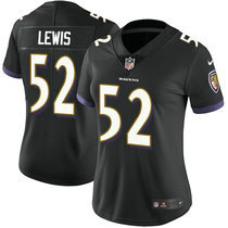 Women's Nike Baltimore Ravens #52 Ray Lewis Black Vapor Untouchable Limited Authentic Stitched NFL Jersey