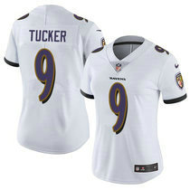 Women's Nike Baltimore Ravens #9 Justin Tucker White Vapor Untouchable Limited Authentic Stitched NFL Jersey