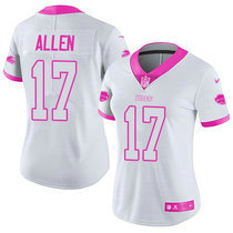 Women's Nike Buffalo Bills #17 Josh Allen White Pink Rush Fashion Authentic Stitched NFL Jersey - 副本