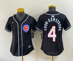Women's Nike Chicago Cubs #4 Pete Crow-Armstrong Black Out Style Jersey