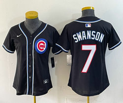 Women's Nike Chicago Cubs #7 Dansby Swanson Black Out Style Jersey