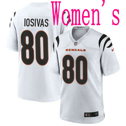 Women's Nike Cincinnati Bengals #80 Andrei Iosivas White Vapor Untouchable Authentic Stitched NFL Jersey