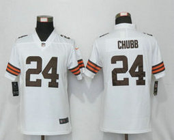 Women's Nike Cleveland Browns #24 Nick Chubb 2020 White Vapor Untouchable Authentic Stitched NFL Jersey
