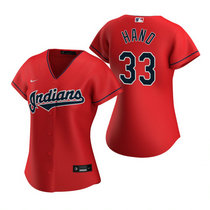 Women's Nike Cleveland Indians #33 Brad Hand Red Game Authentic Stitched MLB Jersey