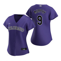 Women's Nike Colorado Rockies #9 Daniel Murphy Purple Game Authentic Stitched MLB Jersey