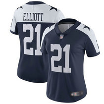 Women's Nike Dallas Cowboys #21 Ezekiel Elliott Blue Thanksgiving Vapor Untouchable Authentic Stitched NFL Jersey