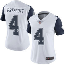 Women's Nike Dallas Cowboys #4 Dak Prescott White Rush Authentic Stitched NFL Jerseys