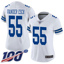 Women's Nike Dallas Cowboys #55 Leighton Vander Esch 100th Season White Thanksgiving Vapor Untouchable Authentic Stitched NFL Jersey