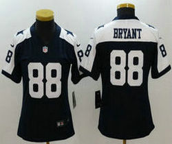 Women's Nike Dallas Cowboys #88 Dez Bryant Blue Thanksgiving Vapor Untouchable Authentic Stitched NFL Jersey