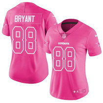 Women's Nike Dallas Cowboys #88 Dez Bryant Pink Rush Fashion Authentic stitched NFL jersey