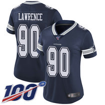 Women's Nike Dallas Cowboys #90 Demarcus Lawrence 100th Season Blue Vapor Untouchable Authentic Stitched NFL Jersey