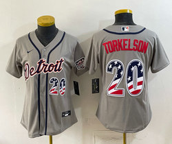 Women's Nike Detroit Tigers #20 Spencer Torkelson Gray 250 Fourth Of July Stadium no name Jersey