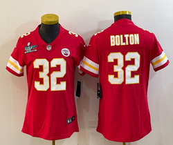 Women's Nike Kansas City Chiefs #32 Nick Bolton Red Super Bowl LVII Patch Authentic stitched NFL jersey