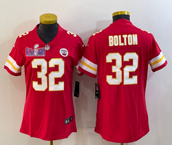 Women's Nike Kansas City Chiefs #32 Nick Bolton Red With 2024 Super Bowl (LVIII ) patch Jersey
