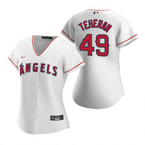 Women's Nike Los Angeles Angels of Anaheim #49 Julio Teheran White Game Authentic stitched MLB jersey