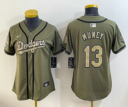 Women's Nike Los Angeles Dodgers #13 Max Muncy Olive 2026 Armed Forces Day Jersey
