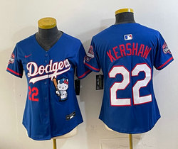 Women's Nike Los Angeles Dodgers #22 Clayton Kershaw Blue Hello Kitty Night Jersey