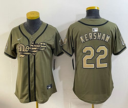 Women's Nike Los Angeles Dodgers #22 Clayton Kershaw Olive 2026 Armed Forces Day Jersey