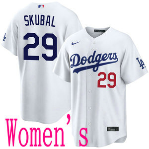 Women's Nike Los Angeles Dodgers #29 Tarik Skubal White 29 front Authentic Stitched MLB Jersey