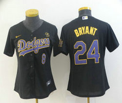 Women's Nike Los Angeles Dodgers #24 Kobe bryant #8 Black purple number Game Authentic Stitched MLB Jersey