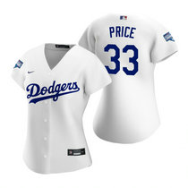Women's Nike Los Angeles Dodgers #33 David Price White 2020 World Series Champions Jersey