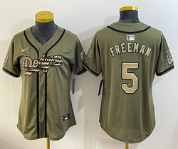 Women's Nike Los Angeles Dodgers #5 Freddie Freeman Olive 2026 Armed Forces Day Jersey