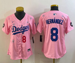 Women's Nike Los Angeles Dodgers #8 Enrique Hernández Pink 2025 Tokyo Series Jersey