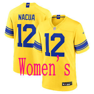 Women's Nike Los Angeles Rams #12 Puka Nacua 2026 Gold Authentic Stitched NFL Jerseys