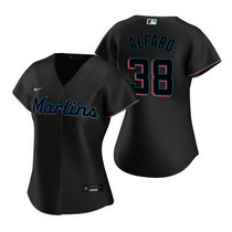 Women's Nike Miami Marlins #38 Jorge Alfaro Black Game Authentic Stitched MLB Jersey