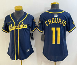 Women's Nike Milwaukee Brewers #11 Jackson Chourio Navy Jersey