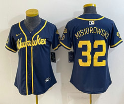 Women's Nike Milwaukee Brewers #32 Jacob Misiorowski Navy Jersey