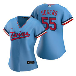 Women's Nike Minnesota Twins #55 Taylor Rogers Light Blue Game Authentic Stitched MLB jersey