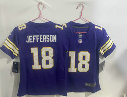 Women's Nike Minnesota Vikings #18 Justin Jefferson Purple Throwback Authentic stitched NFL jersey