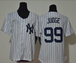 Women's Nike New York Yankees #99 Aaron Judge White Game With Name Cooperstown Collection Jersey