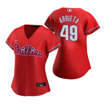 Women's Nike Philadelphia Phillies #49 Jake Arrieta Red Game Authentic Stitched MLB Jersey