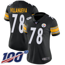 Women's Nike Pittsburgh Steelers #78 Alejandro Villanueva 100th Season Black Vapor Untouchable Authentic stitched NFL jersey