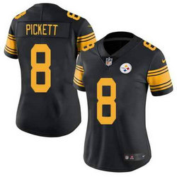 Women's Nike Pittsburgh Steelers #8 Kenny Pickett Black Rush Authentic Stitched NFL Jersey