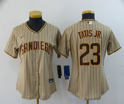 Women's Nike San Diego Padres #23 Fernando Tatis Jr. Brown stripe Authentic Stitched MLB Jersey