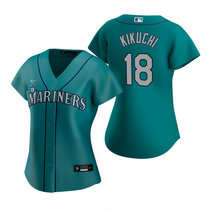 Women's Nike Seattle Mariners #18 Yusei Kikuchi Green Game Authentic Stitched MLB jersey