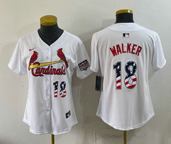 Women's Nike St.Louis Cardinals #18 Jordan Walker White National flag Baseball Jersey