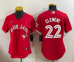 Women's Nike Toronto Blue Jays #22 Ernie Clement Red Authentic Stitched MLB Jersey