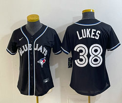 Women's Nike Toronto Blue Jays #38 Nathan Lukes Black Out Baseball Jersey