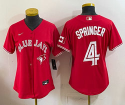 Women's Nike Toronto Blue Jays #4 George Springer Red Authentic Stitched MLB Jersey