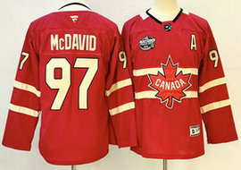 Youth Fanatics Canada #97 Connor McDavid Red 2025 4 Nations Face-Off Premium With A Patch Stitched Jersey