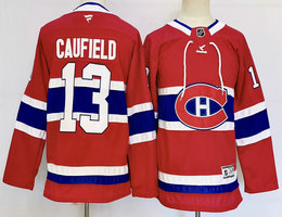 Youth Fanatics Montreal Canadiens #13 Cole Caufield Red Authentic Stitched NHL jersey