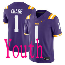 Youth LSU Tigers Ja'maar Chase Purple NCAA jersey