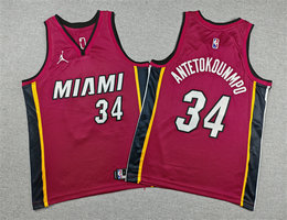 Youth Miami Heat #7 Giannis Antetokounmpo Red Authentic Stitched NBA Jersey