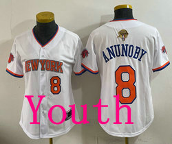 Youth New York Knicks #8 OG Anunoby White 2026 Finals Baseball Jersey
