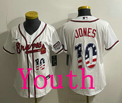 Youth Nike Atlanta Braves #10 Chipper Jones White 250 Fourth Of July Stadium Jersey